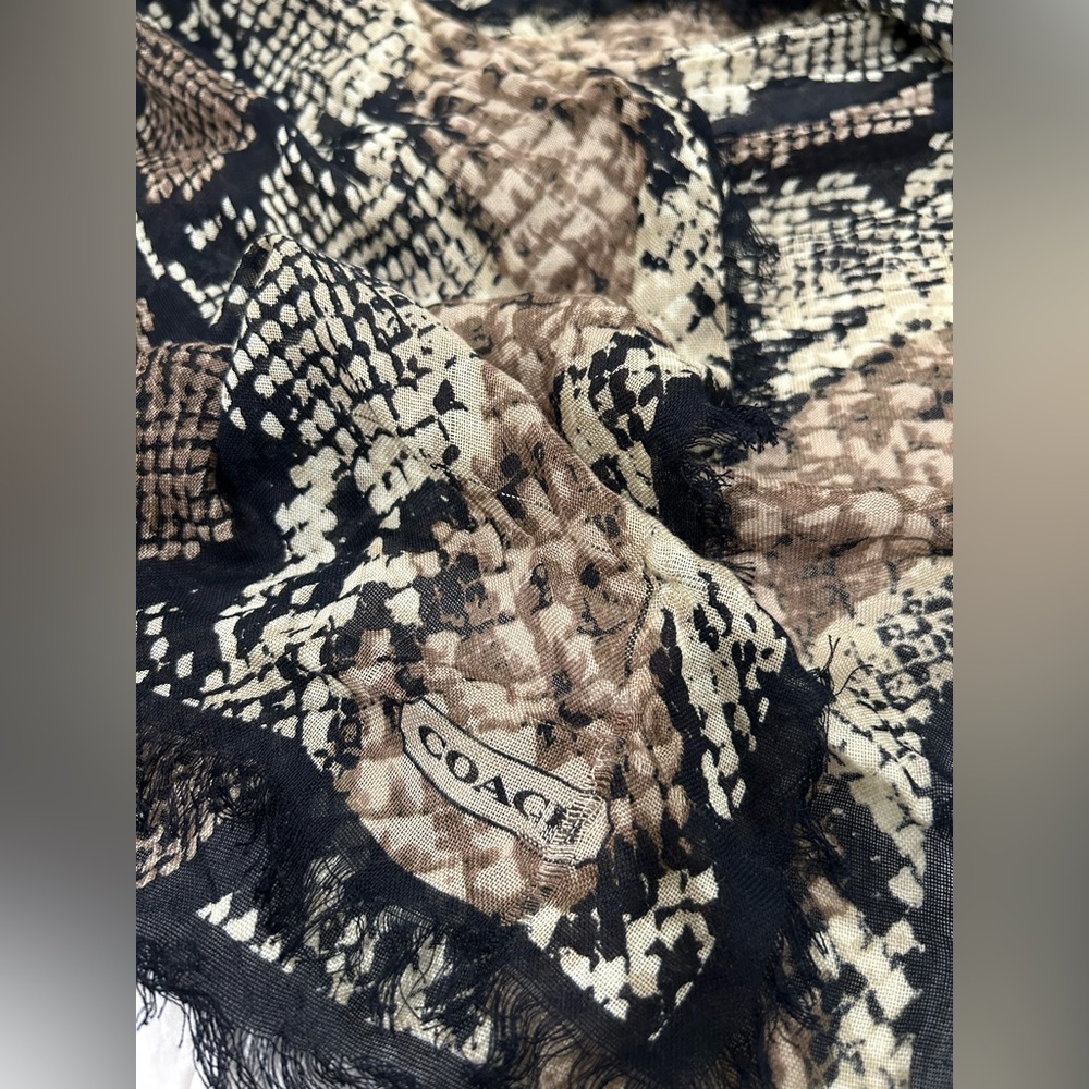 Coach Python Oversized Square Scarf Khaki,Black D… - image 2